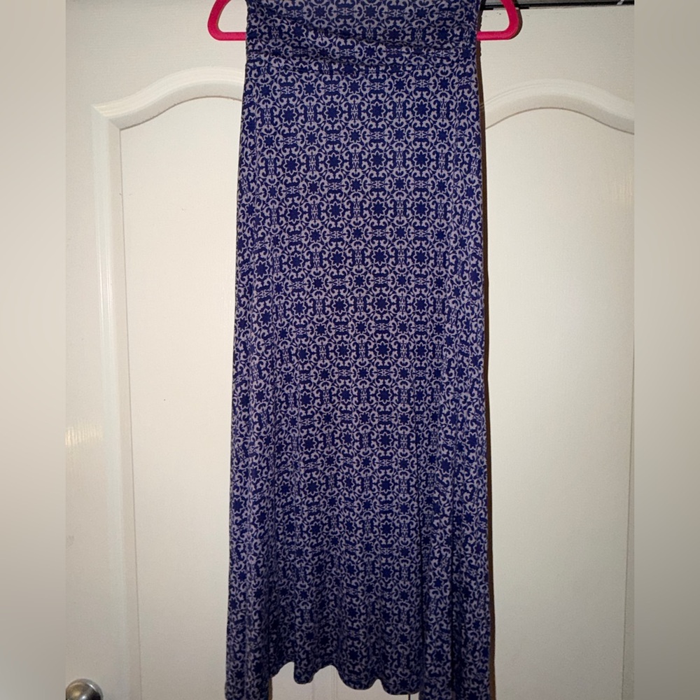 Market & Spruce Blue White Printed Maxi Skirt